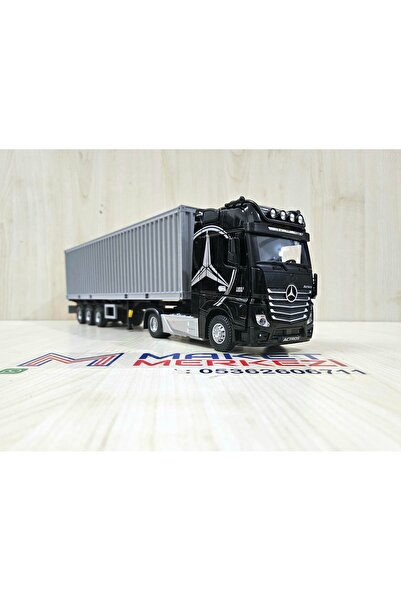 Maket Yarım metre uzunlukta 1/36 MERCEDES ACTROS KONTEYNER TIR MAKETİ (isim yazılır) SİYAH