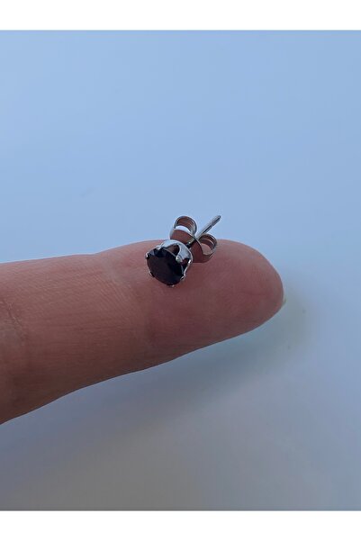 kurukafagift Çivi Model Tektaş Siyah Taşlı Çelik Küpe 5 mm Tek Adet