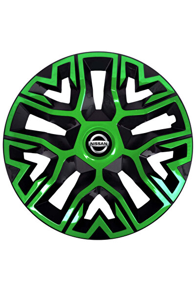 OEM Set de 4 capace pentru roți 15 inch, Best Verde-Negru, Compatibile cu Nissan