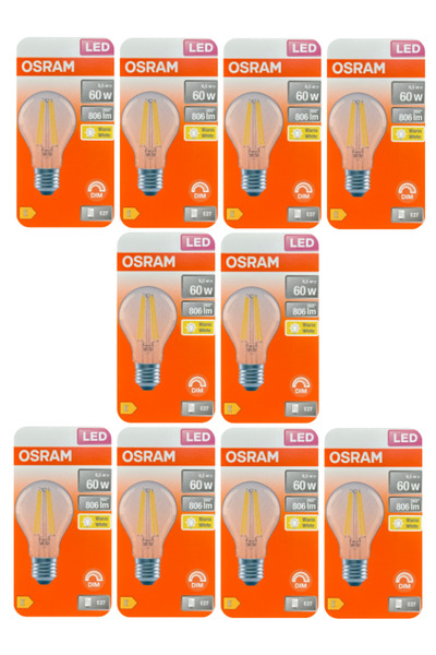 Osram Value CLA 60D 6,5W 827 230V Filament Dimli Led Ampul E27 (10 ADET)