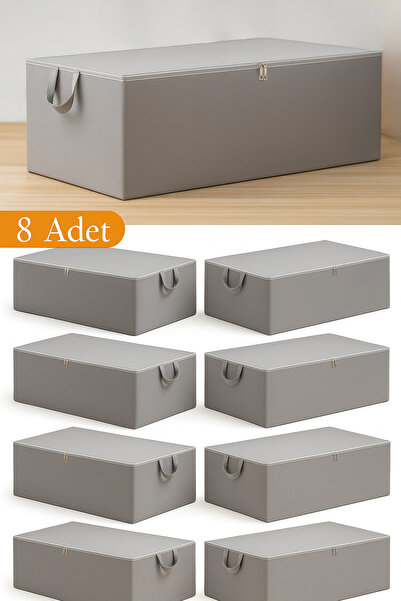 Textia Home 8 Adet Büyük Boy Bazaaltı Gri Hurç 64 X 45 X 22 Cm
