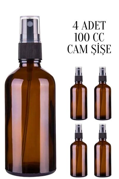 Rotanev 4 Adet 100 ml Amber Kapaklı Siyah Sprey 100 Cc Fısfıs Kolonya Dezenfe...