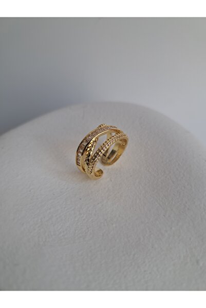 BHR AKSESUAR Gold Zircon Stone Adjustable Ring