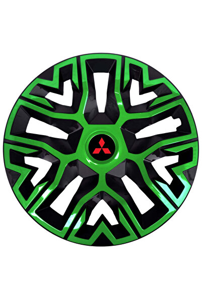OEM Set de 4 capace de jantă Best verde-negru de 14 inch, compatibile cu Mitsubishi