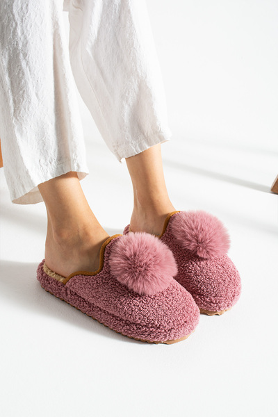 star shoes Women's Pompom House Slippers No Noise Thick Sole Winter Slippers