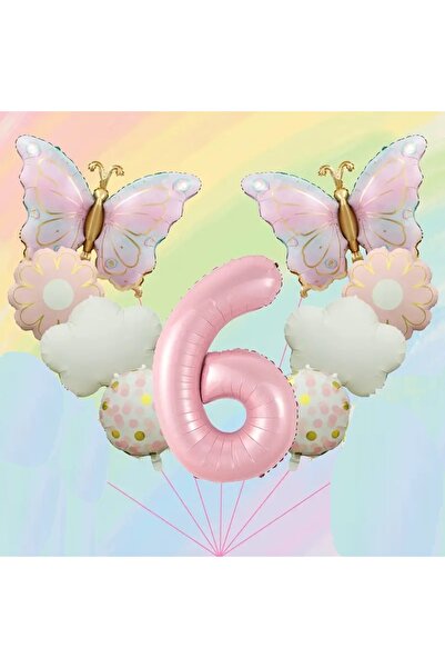 DÜVENCİ TİCARET مجموعة بالونات أنيقة على شكل فراشة وزهرة الأقحوان السحابية