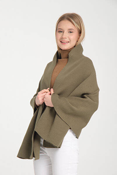 VEGA MODA Puffy Plain Knitwear Shawl - Κομψά χειμωνιάτικα μοντέλα κασκόλ και σάλι για γυναίκες, πλεκτό σάλι ώμου