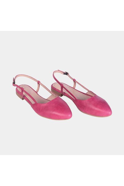 Delilah Peony Blooms Slingback – Genuine Leather, Double-Cushioned, Low Heel – Fuchsia Pink