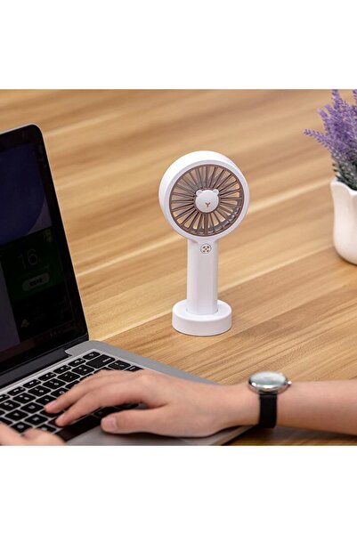 ZTE Portable USB Rechargeable Fan for Outdoor Use with Colorful Lights (White)