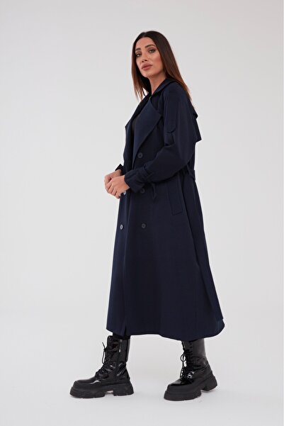 Genel Markalar Şık Taş Rengi Düğmeli Trençkot – Rahat ve Modern Kesim