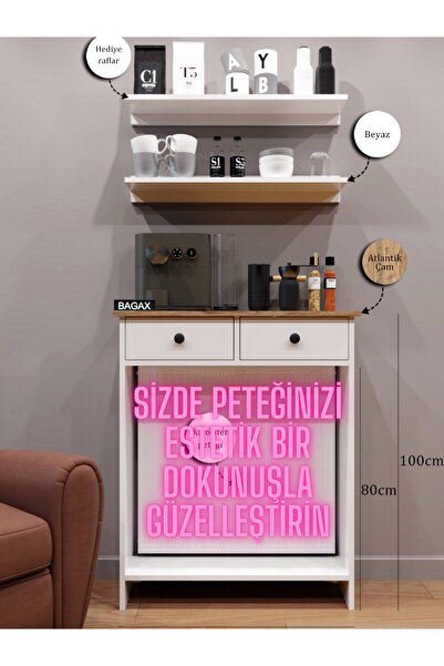 BAGAX ORİON ÇİFT KAPAKLI PETEK KAHVE KÖŞESİ DRESUAR 2 ADET RAF HEDİYE
