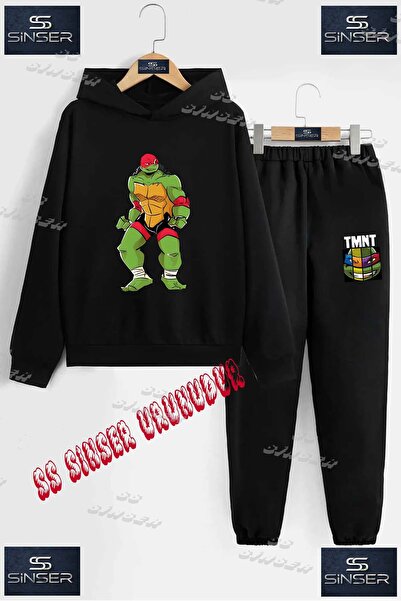 SS SİNSER Детски унисекс "NINJA TURTLES RED SINGLE" спортен екип с качулка и ...