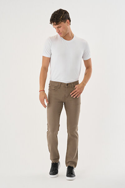 BLACK LEE Erkek Bej Regular Fit Rahat Kesim Esnek Likralı Örme Jeans