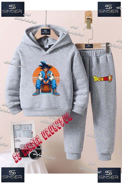 SS SİNSER Παιδικό Unisex Σετ Φούτερ με Στάμπα "GOKU CANTA USTUNDE TURUNCU "