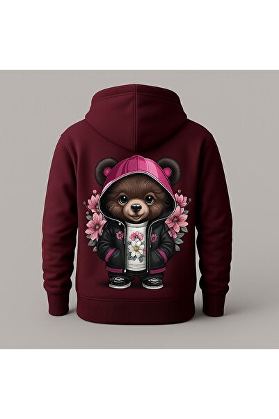 MELOOX Hanorac cu glugă cu imprimeu cu ursuleț drăguț – Moda casual unisex