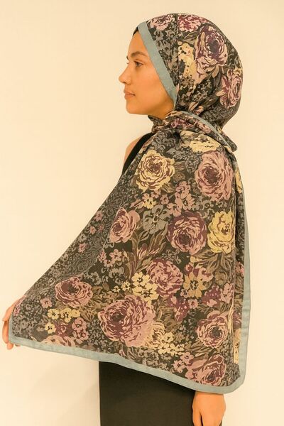 ELZE MODA Rose Patterned Cotton Voile Shawl