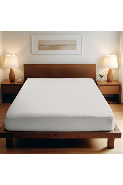 TEOHOMELİNENS Single Fitted Sheet, 100% Cotton, 130 Gsm, 90-100X200 Cm. + 30 cm Deep - Silver Gray