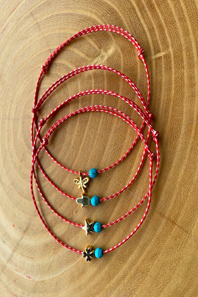 Shepidi 4-Piece Blue Bead, Gold Figured Marteniçka Lucky Bracelet