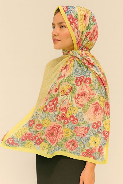 ELZE MODA Rose Patterned Cotton Voile Shawl