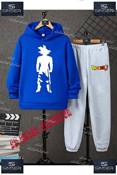 SS SİNSER Παιδικό Unisex Σετ Φούτερ με Κουκούλα και Στάμπα "GOKU AYAKTA BEYAZ...