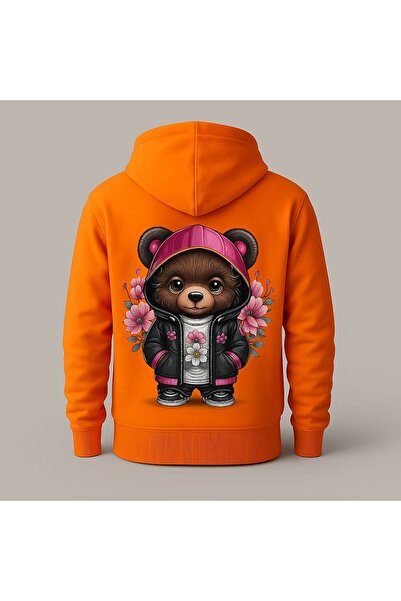 MELOOX Симпатична кофта з капюшоном і принтом ведмедя – унісекс, повсякденний одяг
