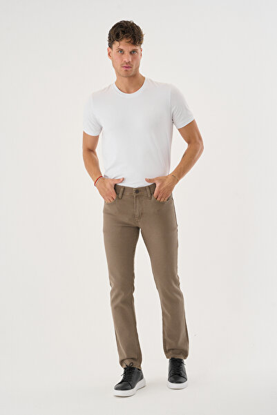 BLACK LEE Erkek Bej Regular Fit Rahat Kesim Esnek Likralı Örme Jeans