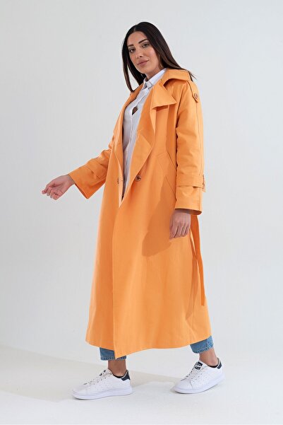 KIZILELMADA Stylish Stone-Colored Buttoned Trench Coat – Comfortable and Modern Fit