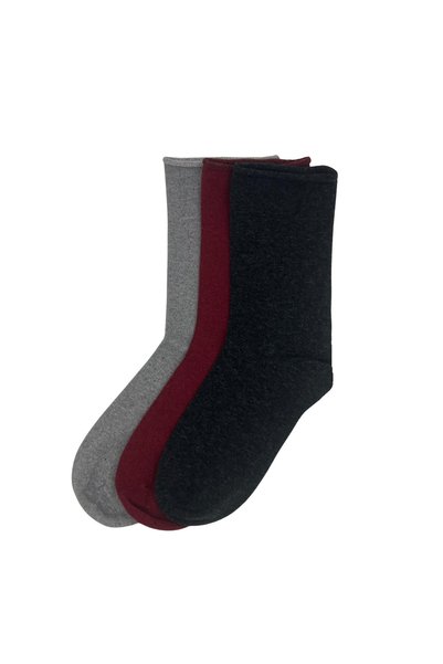 FENRA STUDIO Women's 3-Piece Cotton Seamless Elastic Socks Burgundy