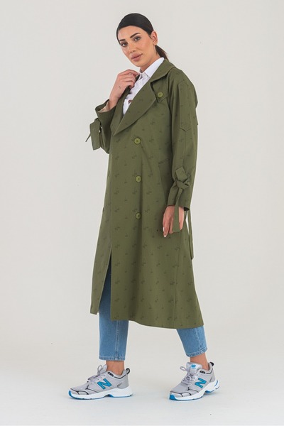KIZILELMADA Stylish Stone-Colored Buttoned Trench Coat – Comfortable and Modern Fit