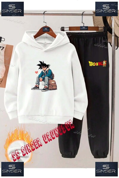 SS SİNSER Παιδικό Unisex Σετ Φούτερ με Κουκούλα και Στάμπα "GOKU OTURAN KALPİ"