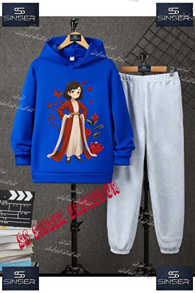 SS SİNSER Детски унисекс комплект спортен екип с качулка и принт „JYN ANIME Y...