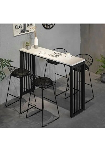 HNC HOME Bar Masası Metal İskeletli Yüksek Yemek Masası Mutfak Masası Dresuar Kahve Köşesi Peteküstü