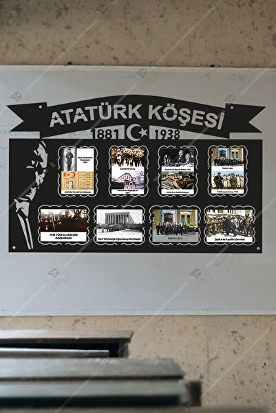 Emach Dizayn Atatürk Köşesi Büyük Boy Ahşap Fotoğraflar dahildir 120 x 73
