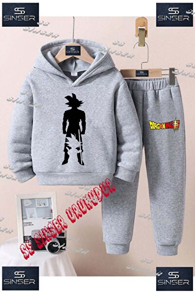 SS SİNSER Παιδικό Unisex Σετ Φούτερ με Κουκούλα και Στάμπα "GOKU AYAKTA BLACK...