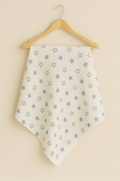 KapsülBebek بطانية أطفال من الموسلين بطبقة واحدة من القطن 100% مقاس 80×90 سم