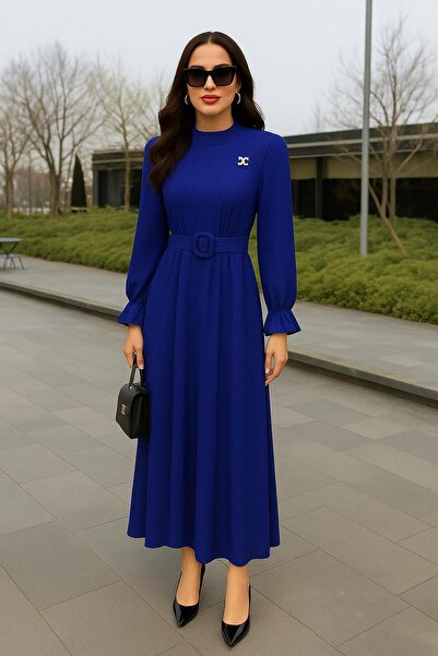 HEDEF DAİSY Kemerli Ve Taş Aksesuar Detaylı Uzun Elbise Abiye