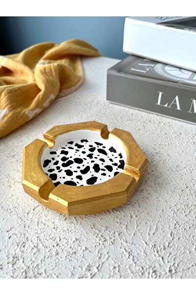 Ca.Gi Handmade Gold Detail Cow Pattern Concrete Ashtray