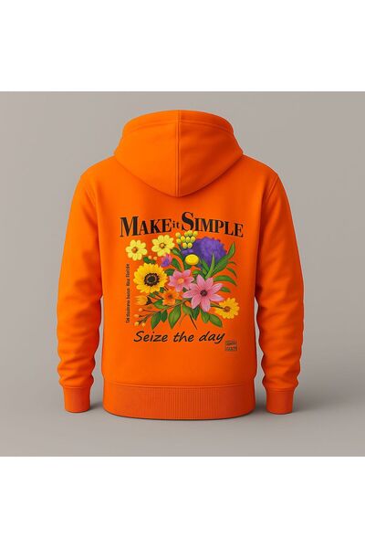 MELOOX Світшот з капюшоном і принтом у вигляді квіткового візерунка та слоганом – унісекс, повсякденний одяг