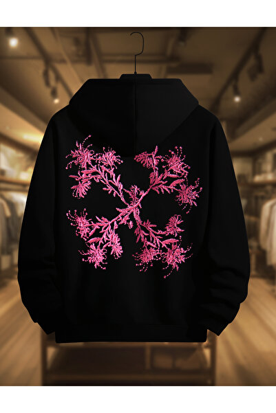 SELF CONTROL Hanorac gros de iarnă |   Imprimat în alb-maro roz