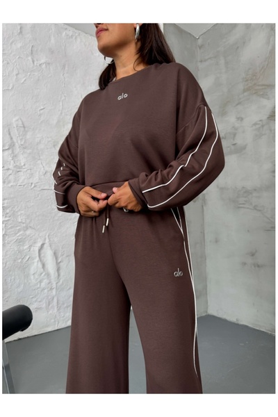 Elif Özbey Butik Brown Luxury Quality Suit with Piping