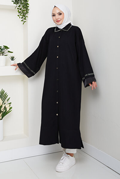 Pamuk Butik Women's Stripe Detailed Loose Mercerized Knitwear Ferace Cardigan