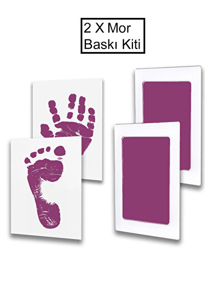 Moky Design Mor Mürekkepli Temassız Bebek El Ayak İzi Baskı Kiti, Baby Shower...