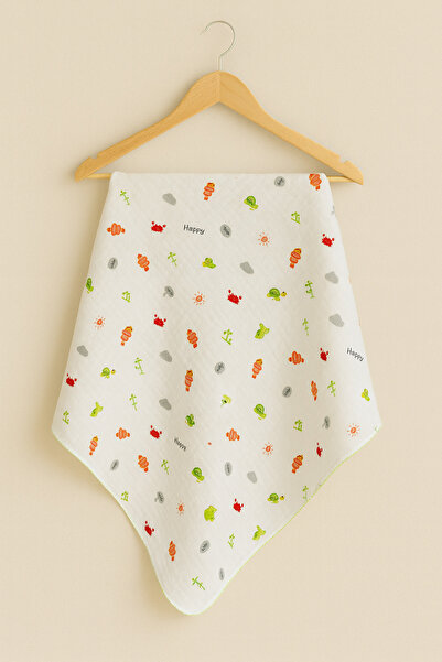 KapsülBebek بطانية أطفال من الموسلين بطبقة واحدة من القطن 100% مقاس 80×90 سم