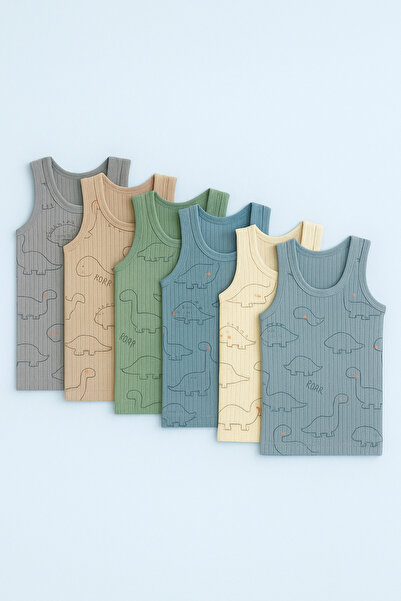 mini kanka 6 Pieces of Comfortable Patterned Undershirts for Boys Aged 2-11, ...