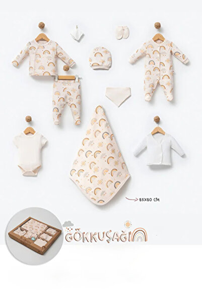 Yumilio Sweet Heart Collection Rainbow Patterned 10-Piece Newborn Hospital Discharge Set Boxed