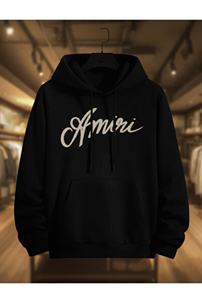 SELF CONTROL Hanorac gros cu glugă de iarnă | Imprimeu text Damali