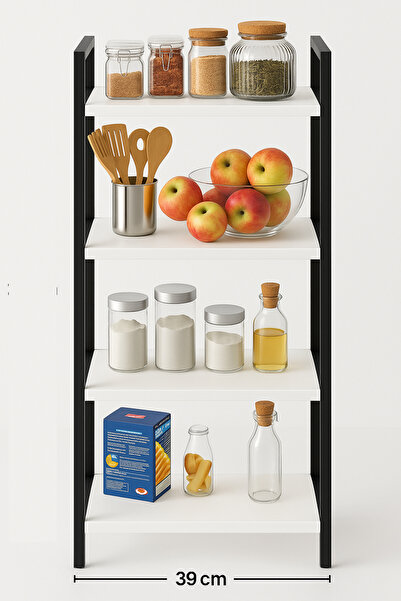 WANDOO 4 Katlı Metal Çerçeveli Ahşap Raf – Mutfak & Banyo Düzenleyici Çok Ama...