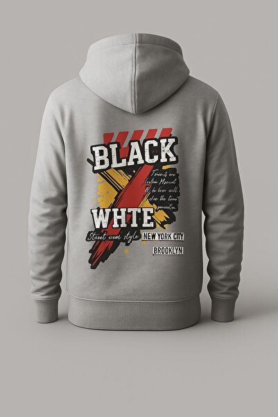 MELOOX سويت شيرت بقلنسوة مطبوع عليه شعار نيويورك - ملابس الشارع للجنسين