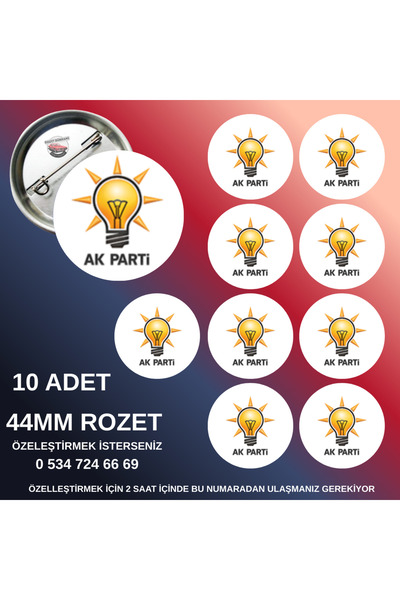 Tu&Se Candles AK Parti Rozeti – 44mm Buton Rozet, Siyasi ve Koleksiyon Ürünü