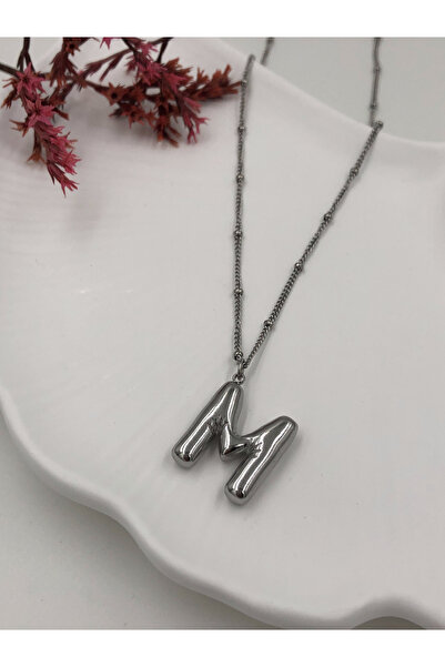 fmaccesories Steel (m) Letter Balloon Necklace Antiallergic Letter Necklace m...